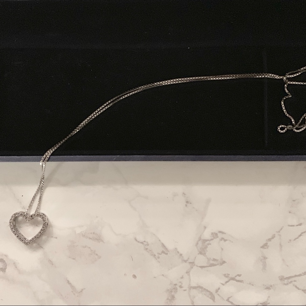 Zales Diamond White Gold Heart Pendant Necklace